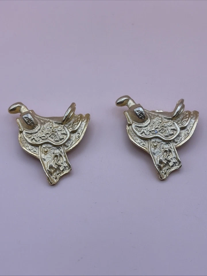 De colección Nancy Katz Oro Sillín Zapatos Clips Ecuestre Western Vaquero Par Foto 1 de 4