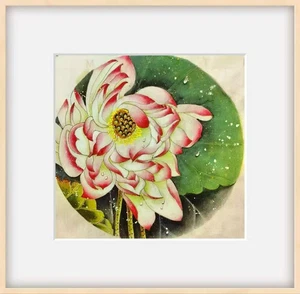 Handgefertigte chinesische Gongbi Malerei - Lotusblume Kunst ohne Rahmen 13*13 Zoll - Bild 1 von 1