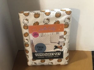 Set lenzuola gemelle Hello Kitty zucche Halloween set 3 pezzi federe piatte - Foto 1 di 2