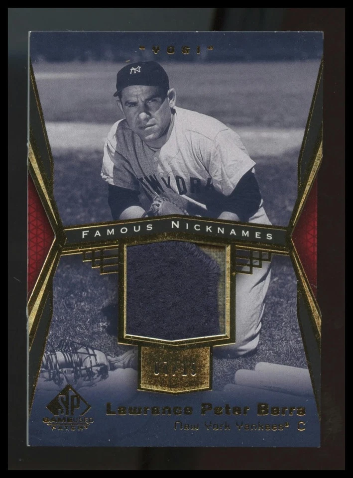 2004 SP Game Used Patch Famous Nicknames Yogi Berra Jersey /19 SSP Wool Yankees - Image 1 of 2