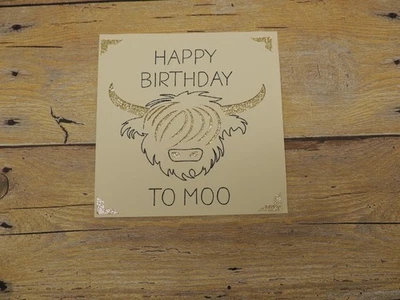 Tarjeta de cumpleaños - Highland Cow - "Feliz cumpleaños a Moo" Foto 1 de 4