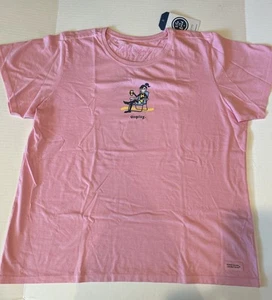 NWTS! LIFE IS GOOD WOMENS S/S VINTAGE CRUSHER TEE JACKIE "UNPLUG" (XXL) - Picture 1 of 7