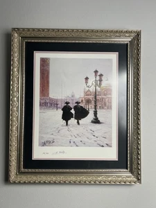 Signed And Numbered Art Print by Ch.Pavan Framed 22”x26” Venice In Winter - Picture 1 of 13