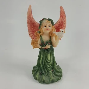 K's Collection Glitter Sparkle Angel Holding a Dove red wings green dress LAH6D - Picture 1 of 12