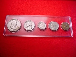 1951-S 5 COIN SAN FRANCISCO MINT SET KEY DATE COINS 90% SILVER! #120 - Picture 1 of 7