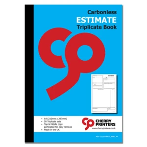Cherry NCR Estimate Triplicate Book A4 (210mm x 297mm) 50 sets - Picture 1 of 4