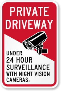 Letrero de vigilancia privado de entrada 24 horas resistente a la intemperie de aluminio 8"x12" - Imagen 1 de 1