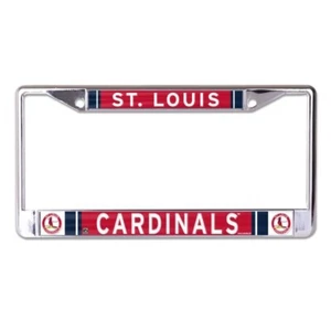 ST. LOUIS CARDINALS CHROME METAL LICENSE PLATE FRAME HIGH QUALITY DOMED GRAPHICS - Picture 1 of 1