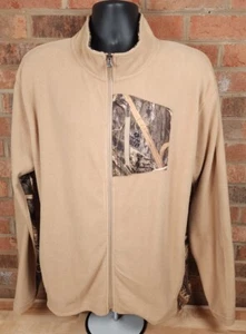 Ducks Unlimited Tan Camo Full Zip Mens Size XL Light Fleece Jacket - Picture 1 of 5