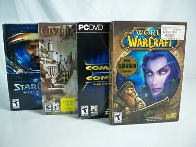 K23i0073 PC GAMES LOT x 4 STAR CRAFT 2 WORLD OF WARCRAFT COMMAND CONQUER W BOXES - Image 1 of 4
