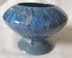 Californian mid century modern blue vase with stunning experimental glazing  - Picture 1 of 9
