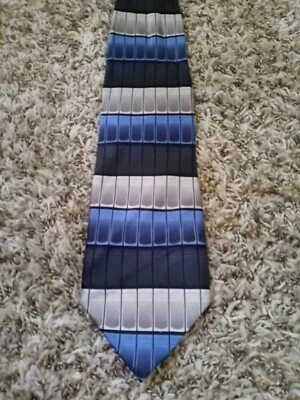 Covington Neck Tie Adult Mens Blue Silver Striped 100% Silk Necktie - Image 1 of 4