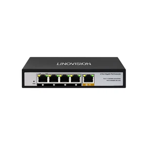 LINOVISION 4 Port Gigabit POE Extender 60W POE Input, 1 In 4 Out POE Repeater - Picture 1 of 9
