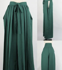Japanese Woman's Kimono Hakama Umanori Pants Type L:100cm Green - Picture 1 of 1