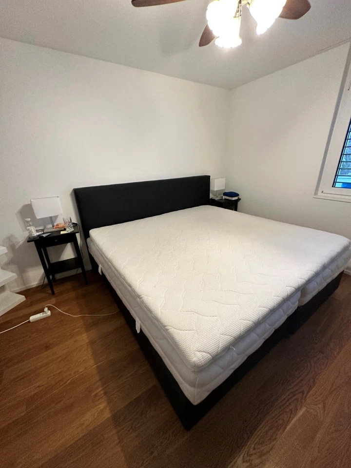 Boxspringbett von Swiss Sense in schwarzem Kunstleder 200x200cm  - Bild 1 von 1