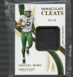 DENZEL MIMS 2020 Immaculate Collegiate CLEATS Patch Jersey Rookie #/20 - Bild 1 von 1