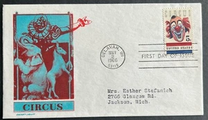 CIRCUS # 1309 MAY 2 1966 DELAVAN WI FIRST DAY COVER (FDC) BX3-2 - Picture 1 of 1