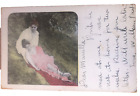 Lesben 1900er Postkarte Tabu zwei Frauen liebevoll umarmen auf Decke zusammen