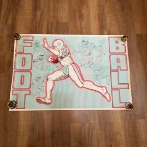 Vintage FOOTBALL Poster 80's? Neon Used 23"x35" James River Supply C. Saunders - Picture 1 of 8