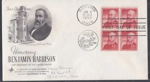 USA 1959 FIRST DAY COVER BENJAMIN HARRISON IN BLOCK OF 4 + CAHCET - Picture 1 of 1
