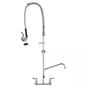 47" Commercial Faucet Pre-Rinse Kitchen Sink Faucet Wall Mount with Sprayer - Picture 1 of 12