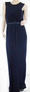 $ 345 JS BOUTIQUE NEW YORK marineblau plissiert Pailletten-Taille KLEID MAXI Kleid 10 - Bild 1 von 4