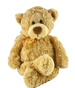 Gund Manni Teddy Bear #15016 Plaid Orange & White Bow 17" Floppy Legs Golden Tan - Picture 1 of 11