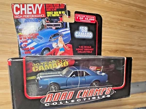 NEW Road Champs 1968 Chevrolet Chevy Camaro BLUE & WHITE Z/28 1:43 RARE NOS - Picture 1 of 4