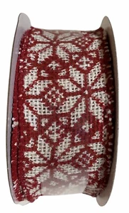 Holiday Christmas Ribbon 1.5" x 15' Snowflakes Wire Edge Wreath Craft Décor New - Picture 1 of 5