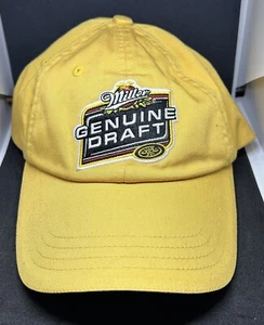 Vintage Yellow Miller Genuine Draft Baseball Cap Hat Strapback - Picture 1 of 3