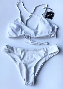 Zaful White Cross Back Top & Bottoms Swimwear Bikini Set BNWT - 12 - Picture 1 of 8