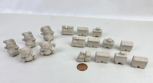 Vtg Clay Mold Toy Figurines Unglazed Unpainted Christmas Train Bear Jack In Box - Picture 1 of 15