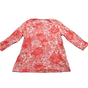Denim & Company Shirt Womens Medium Floral Print 3/4 Sleeve Stretch Top - Picture 1 of 10