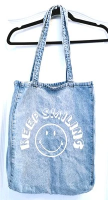 American Eagle Denim Jeans Bag KEEP SMILING 10" x 12" x 4" - Image 1 of 4