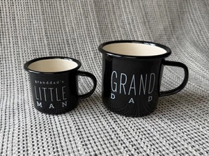 NEW Demdaco Grand Dad Little Man Black White Camper Mug Set Fathers Day Grandpa - Picture 1 of 21