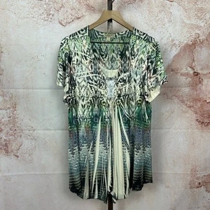 ONE WORLD Túnica Top Talla XL Cuello Redondo Boho Asimétrico Terroso Hada Hippie Camisa - Imagen 1 de 5