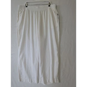 Old Navy Women High Rise Wide Leg Comfort Waist Pants Linen Blend XXL White New - Picture 1 of 9
