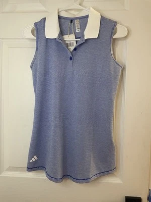 Adidas Girls Size XL 14-15y Blue Sleeveless Collared Polo Tank Top Shirt - Image 1 of 3