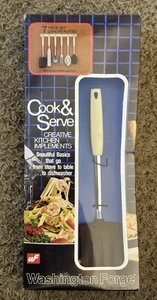 Vintage Washington Forge Kitchen 7 Piece Set Utensils USA NOS New White Handles - Picture 1 of 6