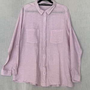 Katies 100% Linen Long Sleeve Button-Up Shirt Light Pink Size 16 - Bild 1 von 8