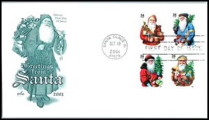 2001 Holiday Greetings Santas 3540d booklet FDC ArtCraft Christmas St Nicholas - Picture 1 of 1