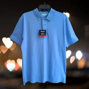 Kirkland Signature Men's Polo Shirt Short Sleeves Egyptian Cotton Blue Size M - Picture 1 of 13