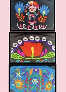 3 Handmade Cultural Embroidered Face Mask Cubrebocas Artesanal En bordado Mex - Picture 1 of 4