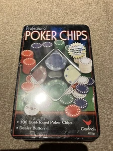 Professional Poker chips dual toned with dealer chips in tin - In Cellophane - Picture 1 of 3