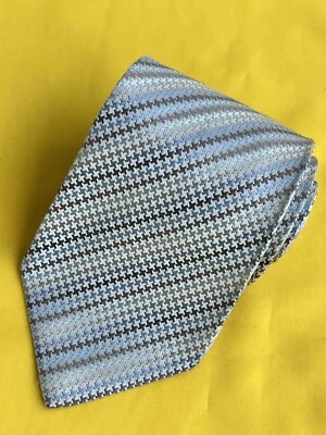 Authentic SAKS FIFTH AVENUE Striped Design On Multicolor All Silk Necktie Tie - Image 1 of 4