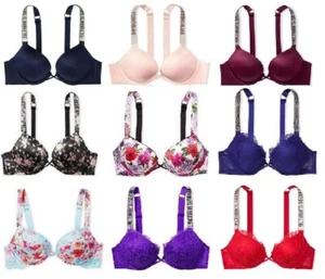 VICTORIAS SECRET VERY SEXY BOMBSHELL ADD 2 CUPS SHINE STRAP SUPER PUSH-UP BRA - Picture 1 of 28