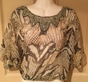 CACHE FASHIONS CAMICIA DONNA COLLO IMPREZIOSITO CONTADINO TOP X-SMALL STAMPA SERPENTE - Foto 1 di 11