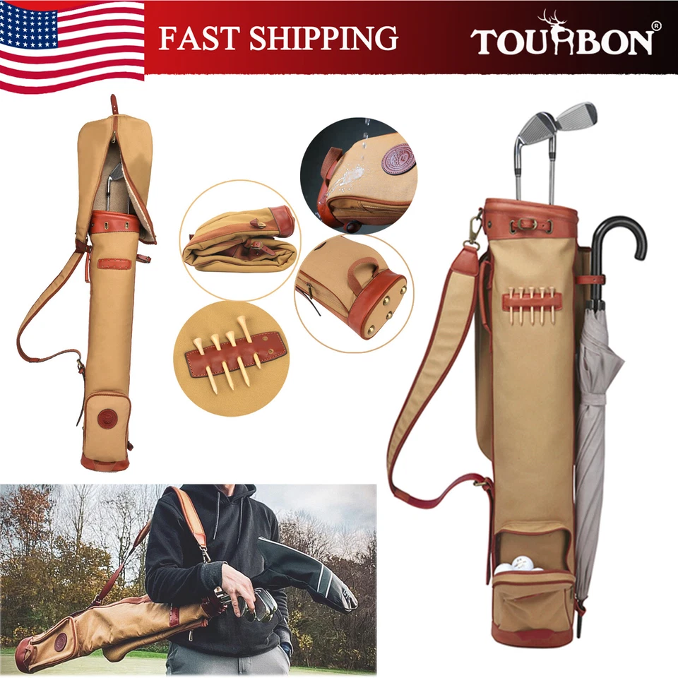 Bolsas de golf TOURBON impermeables de lona bolsa de transporte de palos de domingo de 3 vías acolchada de lana Foto 1 de 4