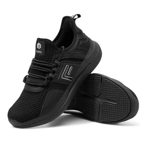 FitVille Men's Wide Sneakers Road Running Athletic Shoes with Wide Toe Box Black - Picture 1 of 16