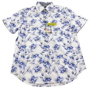 Robert Graham Shirt Herren mittelblau Blumenmuster kurzärmelig klassisch M neu mit Etikett - Bild 1 von 8
